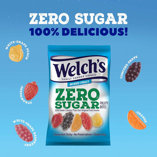 Welch’S Fruit Snacks, Zero Sugar Fruity Bites, Perfect For School Lunches, Mixed Fruit, Gluten Free, 3 Oz (Pack Of 1)