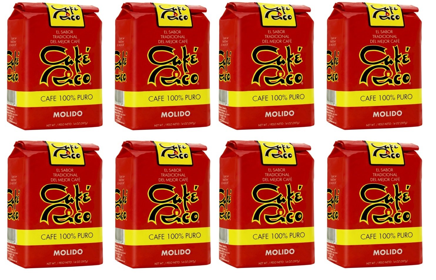 Cafe Rico Ground Regular Puerto Rican Coffee, 14 Ounce Bag (8 Bags)
