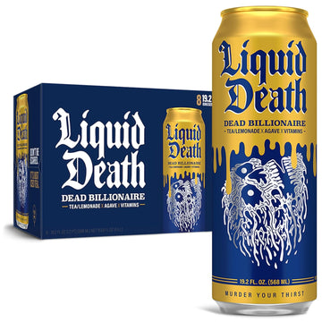 Liquid Death Iced Black Tea/Lemonade, Dead Billionaire (Aka Armless Palmer) 19.2Oz King Size Cans (8-Pack)