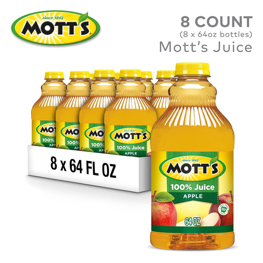 Mott'S 100% Original Apple Juice, 64 Fl Oz Bottle (Pack Of 8), 2 Servings Of Fruit Per Cup, 100% Fruit Juice, Gluten-Free, Caffeine-Free, Kosher, And Contains No Artificial Colors Or Sweeteners