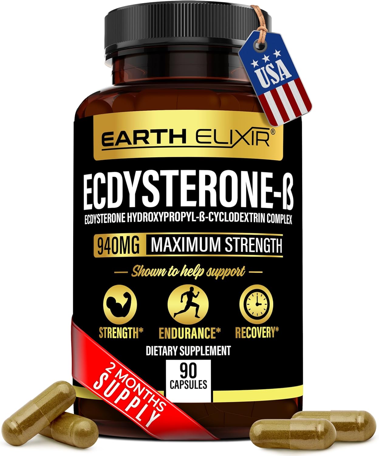 Ecdysterone Supplements 940Mg (90 Capsules) – Made In Usa - Muscle Building Supplements For Men W/ 95% Beta Ecdysterone W/Hydroxypropyl--Cyclodextrin For Enhanced Bioavailability
