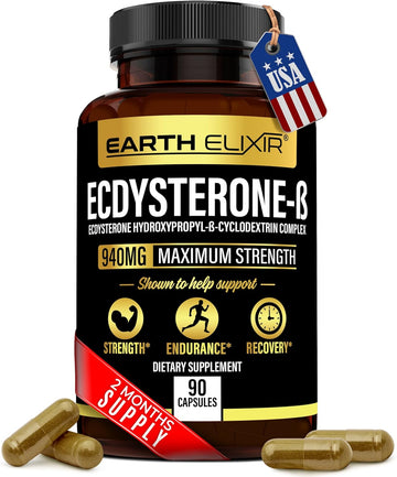 Ecdysterone Supplements 940Mg (90 Capsules) – Made In Usa - Muscle Building Supplements For Men W/ 95% Beta Ecdysterone W/Hydroxypropyl--Cyclodextrin For Enhanced Bioavailability