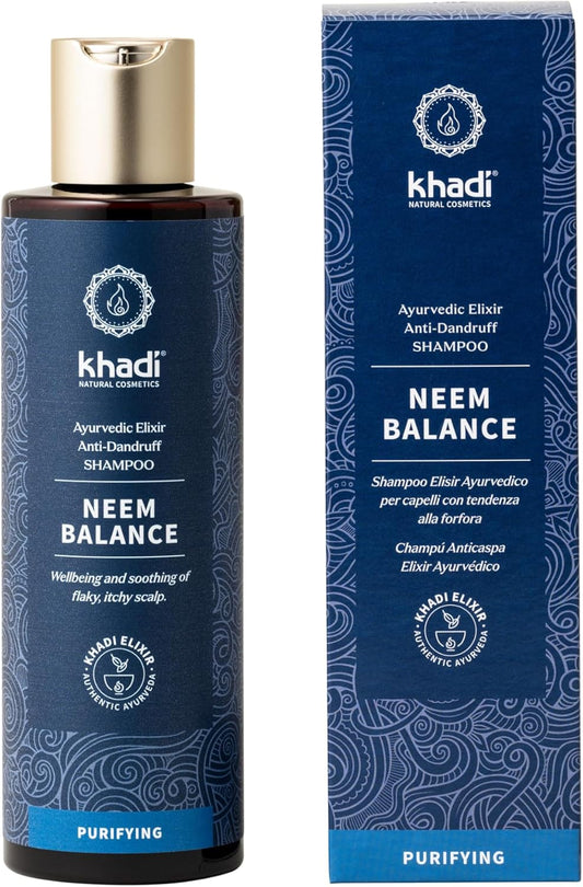 Khadi Neem Balance Ayurvedic Shampoo, 100% Natural, Silicone & Sulfate-Free, Against Dandruff & Itching, Neem Soothes Inflamed Itchy Scalp, Vegan Hair Care, Natural Cosmetics, 200Ml