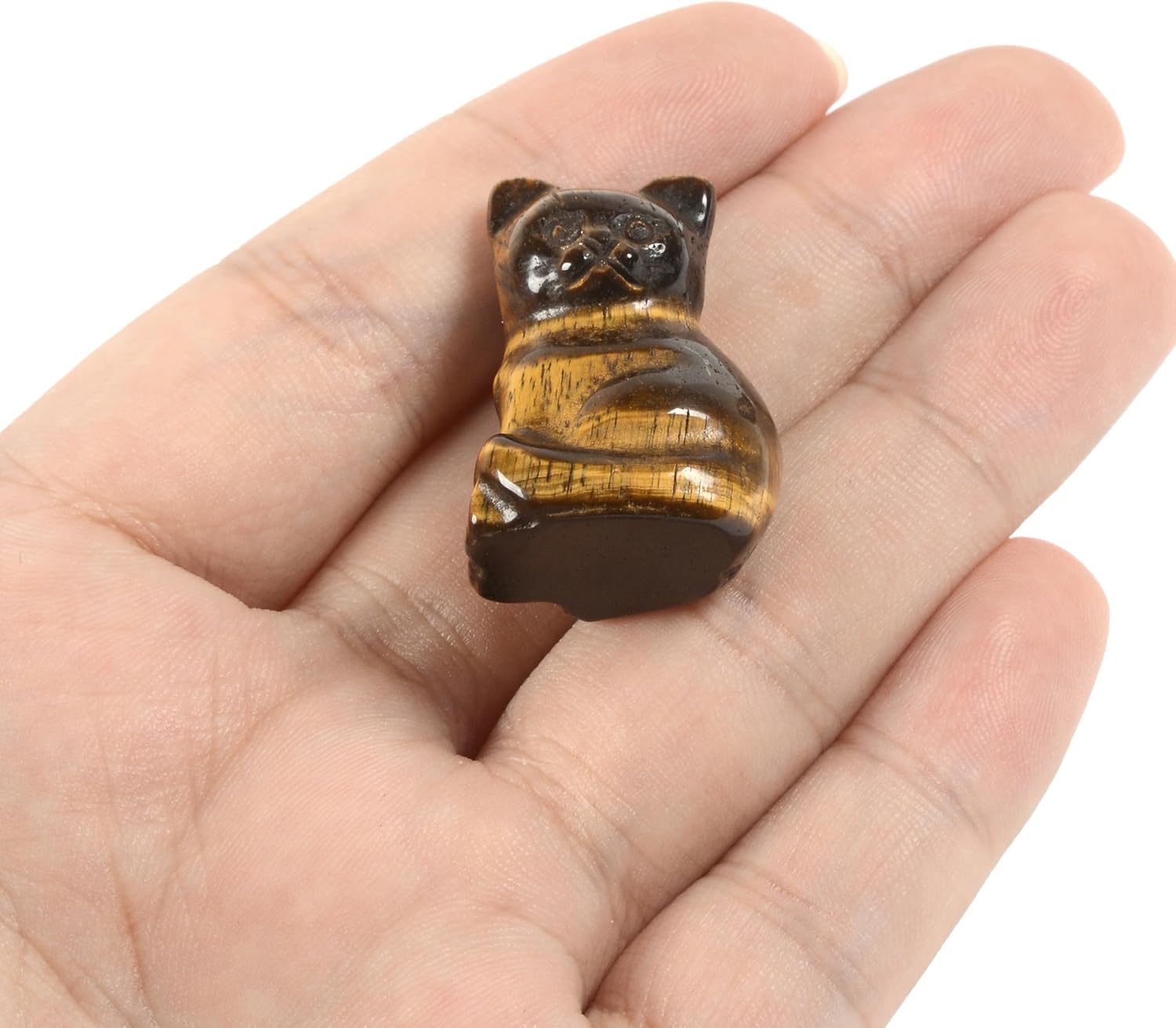 Carved Natural Blue Spot Jasper Cat Guardian Statue Home Decor Reiki Chakra Healing Crystal Desk Gemstone Decoration Stone Crafts Gemstone Collectible Gift : Home & Kitchen