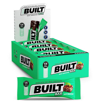 Built Protein Bars, Mint Brownie, 12 Count, 1.73Oz Bars, Gluten Free Protein Snacks With 17G Of High Protein. Chocolate Protein Bar Only 130 Calories & 4G Sugar, Great On The Go Protein Snack