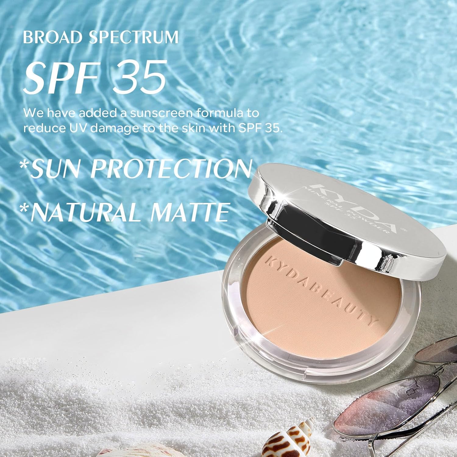 Kyda Mineral Powder, 4-In-1 Pressed Mineral Powder Foundation, Spf 35, Matte Pressed Foundation With Concealer And Setting Makeup, Lightweight Flawless Coverage, Porcelain : Beauty & Personal Care