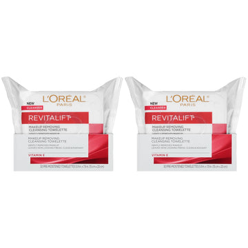 L'Oreal Paris Revitalift Makeup Removing Facial Cleansing Towelettes With Vitamin E 30 Ct. (Pack Of 2)