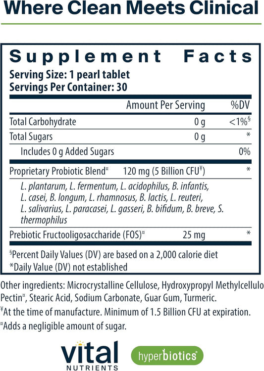 Hyperbiotics Vital Nutrients Pro-15 Prebiotics + Probiotics For Women And Men | 15 Science Backed Strains | Supports Occasional Constipation, Diarrhea, Gas & Bloating | 60 Vegan Time Release Pearls