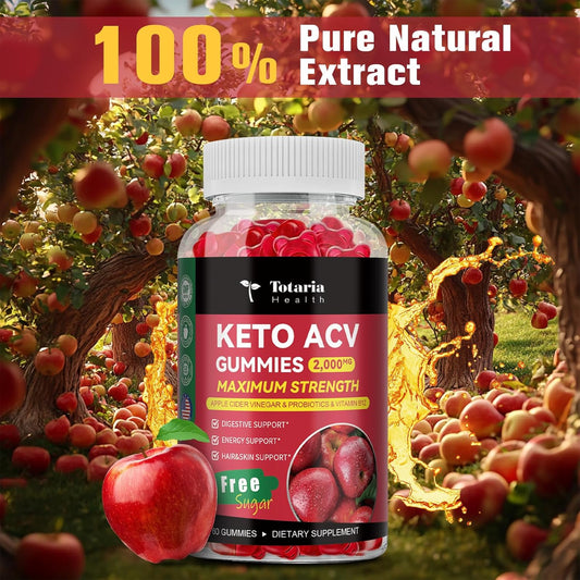 Keto Acv Gummies - 2000Mg Apple Cider Vinegar Gummies Sugar-Free Support Stature Health With Probiotics, B12, Bhb, Keto Supplements For Women & Men, 60 Counts