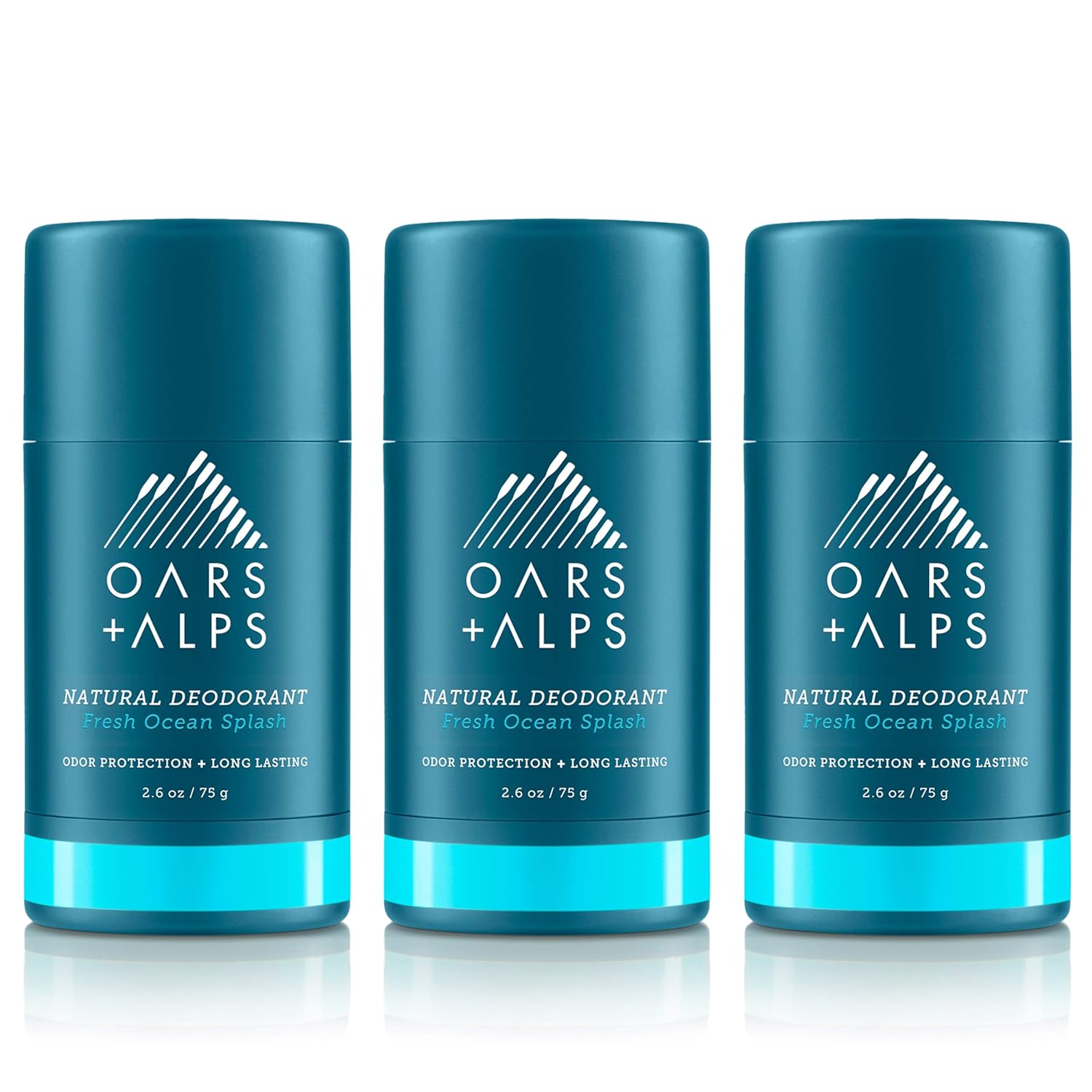 Oars + Alps Aluminum Free Deodorant for Men and Women, Dermatologist Tested and Made with Clean Ingredients, Travel Size, Fresh Ocean Splash, 3 Pack, 2.6 Oz Each