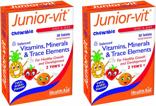 Healthaid Junior-Vit Chewable Multivitamins Pack Of 2 X 30 Vegetarian Tablets (60 Tablets)