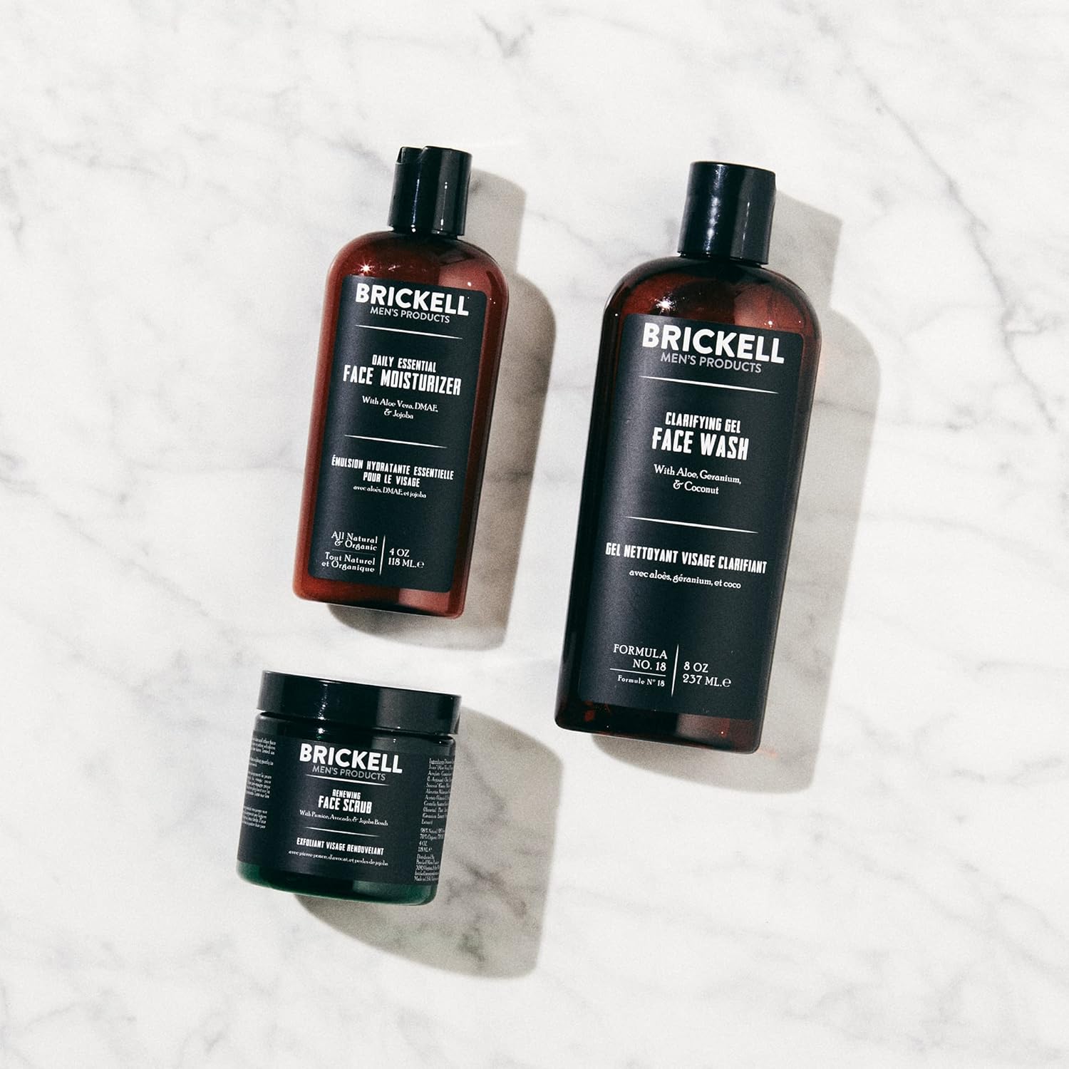 Brickell Men'S Products Daily Advanced Face Care Routine I, Gel Facial Cleanser Wash, Face Scrub, Facial Moisturizer Lotion, Natural And Organic Men'S Skin Care Gift Set, Scented : Beauty & Personal Care