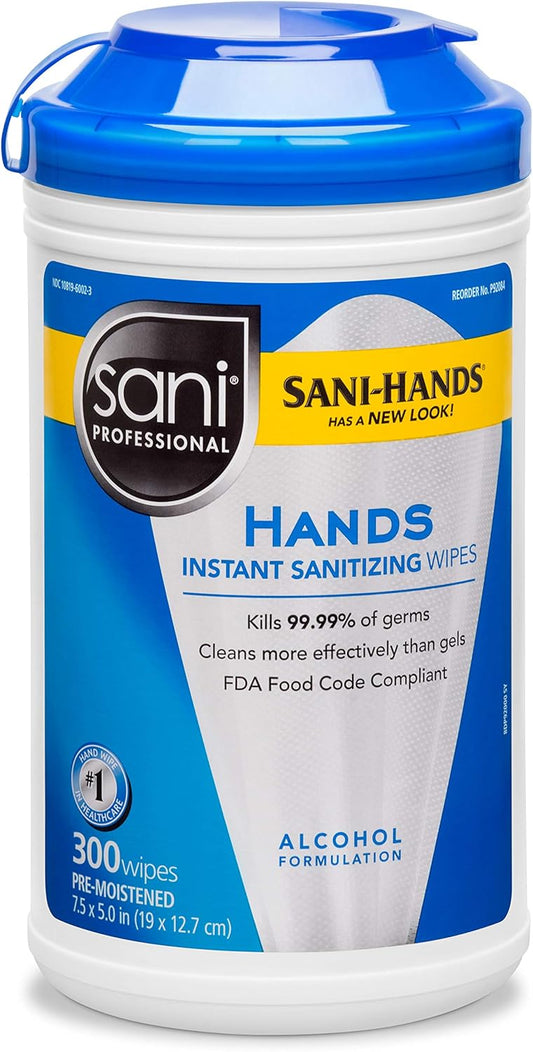 Sani-Hands Instant Hand Sanitizing Wipe, 7.50" X 5.50", White 300 Count : Health & Household