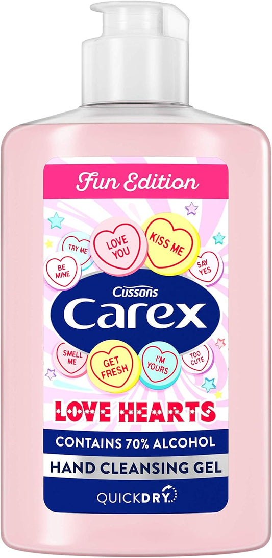 Carex Love Hearts Cleansing Hand Gel Pack Of 12, Refreshing Hand Gels With 70% Alcohol, Fun Editions Scented Hand Gel That Cleans, Cares And Protects, 50 Ml