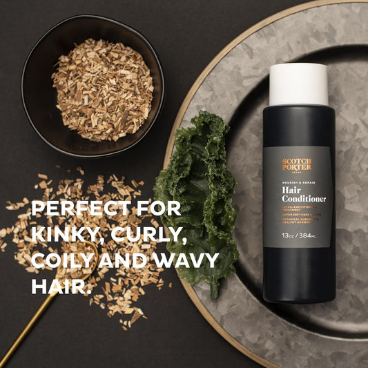 Scotch Porter Nourish & Repair Hair Conditioner for Men | Strengthens, Softens & Prevents Frizz | Free of Parabens, Sulfates & Silicones | Vegan | 13oz Bottle