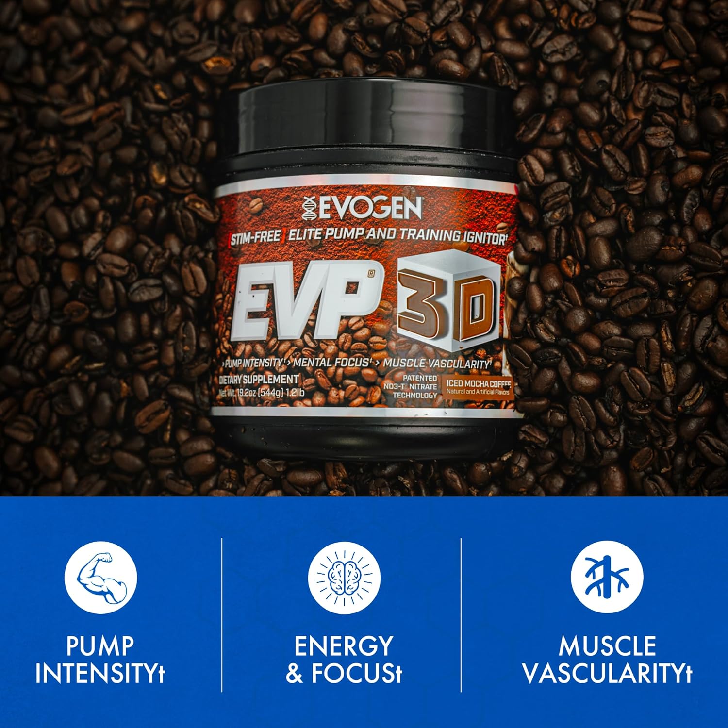 Evogen Evp 3D - Stim Free Pre Workout Powder For Men & Women | Sugar Free Non Stim Preworkout With Beta Alanine And Creatine For Energy & Pump | Iced Mocha Coffee | 40 Servings : Health & Household