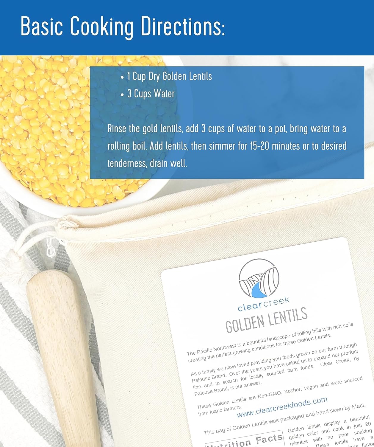 Golden Lentils | 25 LBS | Emergency Food Storage Bucket | Non-GMO | Vegan | Bulk : Grocery & Gourmet Food