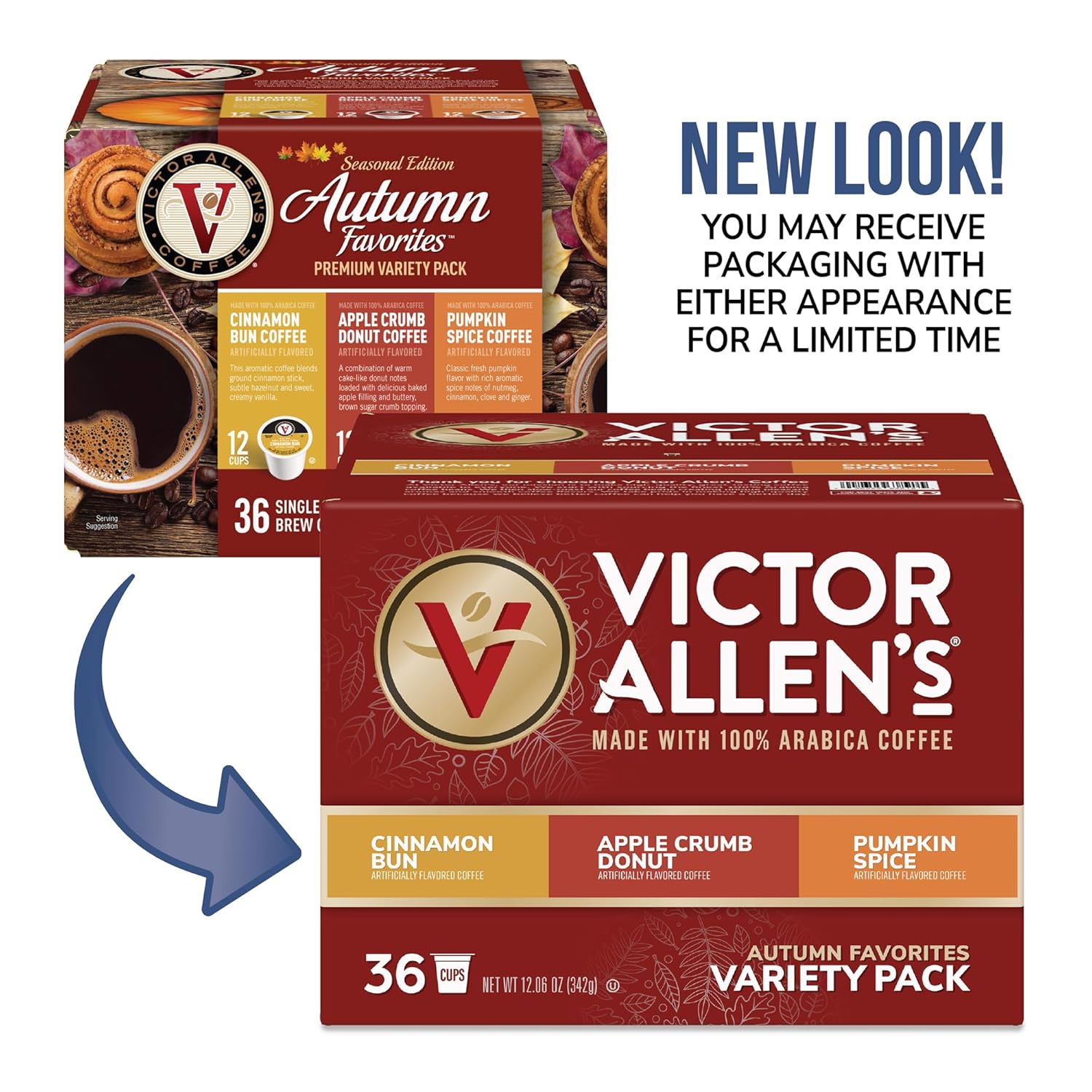 Victor Allen'S Coffee Autumn Favorites Variety Pack, Medium Roast, 36 Count, Single Serve Coffee Pods For Keurig K-Cup Brewers