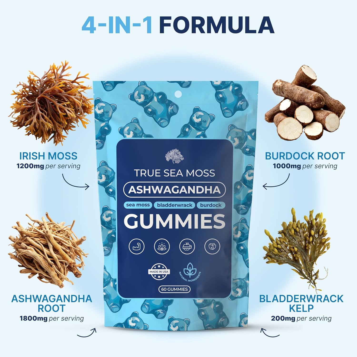 Buy Trueseamoss Sea Moss Elderberry Gummies For Adults & Kids - Magnesium, Burdock Root & Bladderwrack – Supports Immune, Boost Energy, Skin & Hair Health, Detox – Made In Usa - 60 Vegan Gummies On  Free Shipping On Qualified Orders