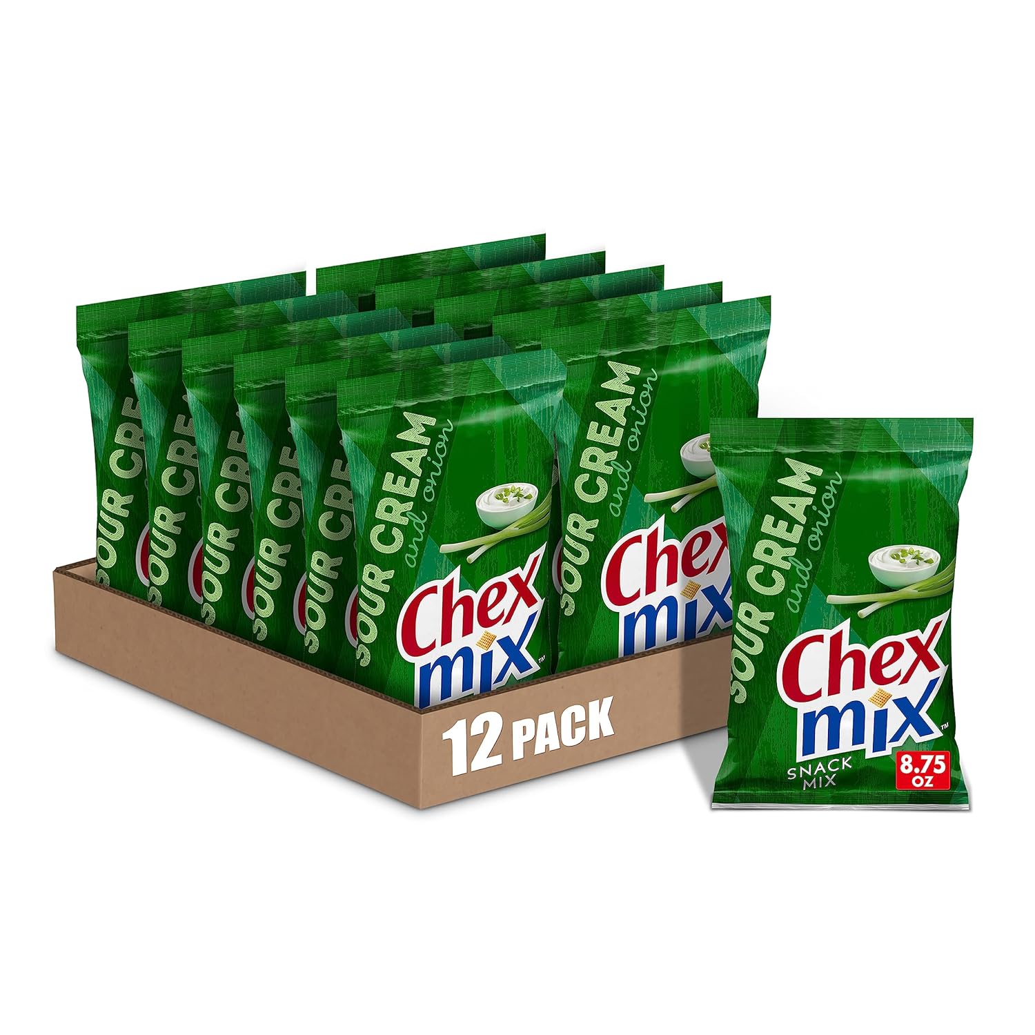 Chex Mix Snack Party Mix, Sour Cream and Onion, Pub Mix Snack Bag, 8.75 oz (Pack of 12)