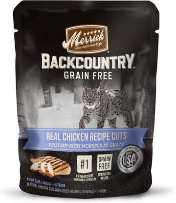 Merrick Backcountry Grain Free Gluten Free Premium High Protein Wet Cat Food, Chicken Recipe Cuts With Gravy - (Pack Of 24) 3 Oz. Pouches