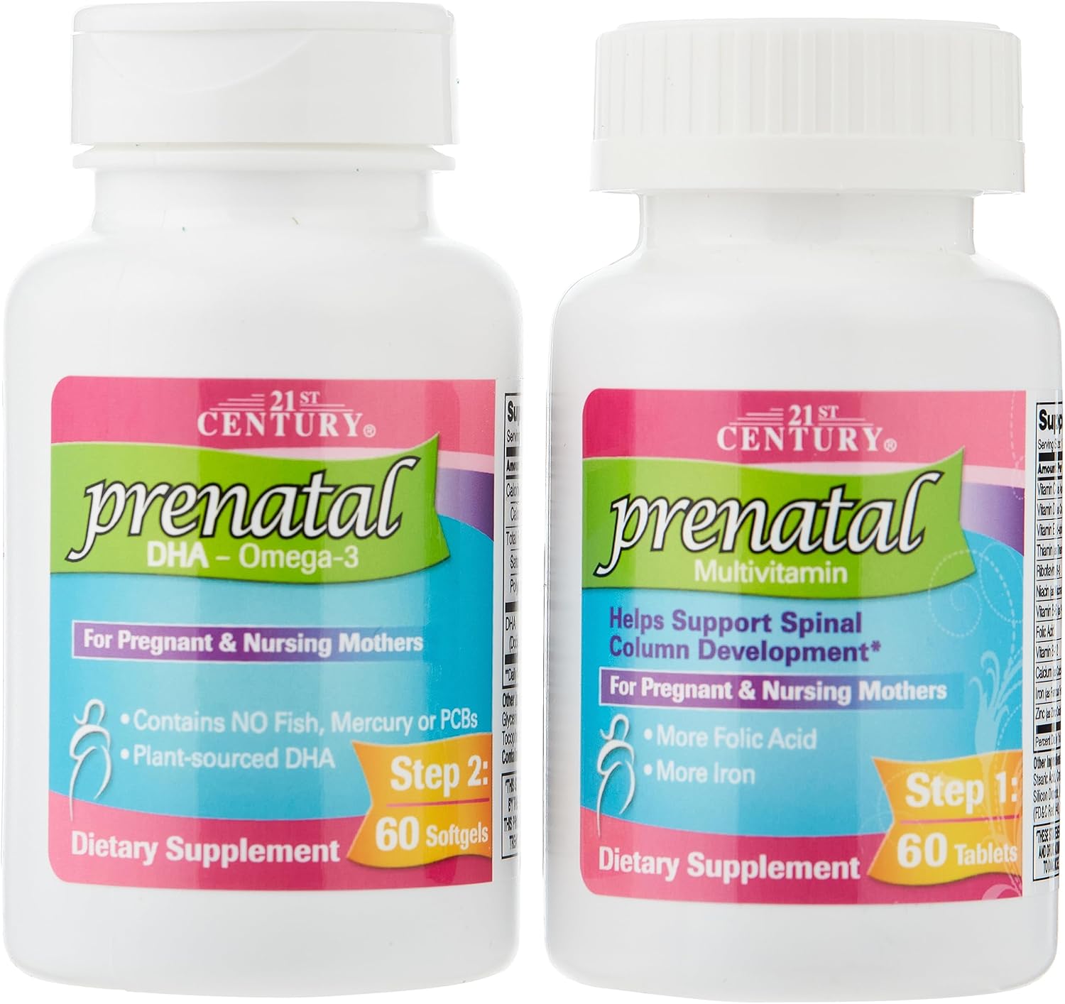 21st Century Prenatal Multivitamin Plus DHA, 2 Bottles, 60 Tablets / 60 Softgels