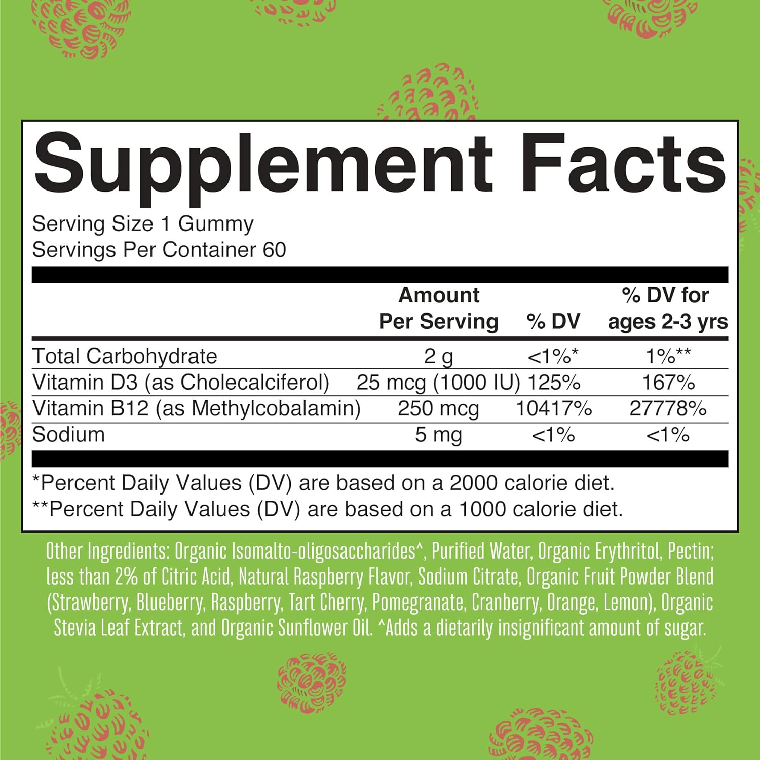 MaryRuth's | Vitamin D3 + Vitamin B12 Gummy Supplements for Adults & Kids | Supports Bone Health | Energy Boost | Raspberry | Sugar Free | Vegan | Non-GMO | 2 Month Supply : Health & Household