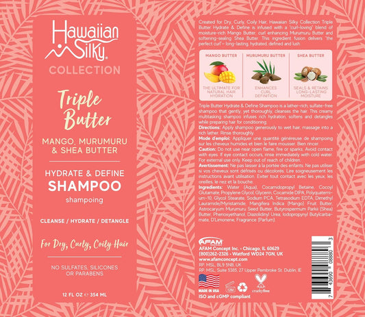 Hawaiian Silky Mango and Murumuru Butter Shampoo, 12 fl oz with Shea Butter for Cleanse, Hydrate & Detangle Wash | for Dry, Curly & Coily Hair | No Sulfate, Silicones or Parabens