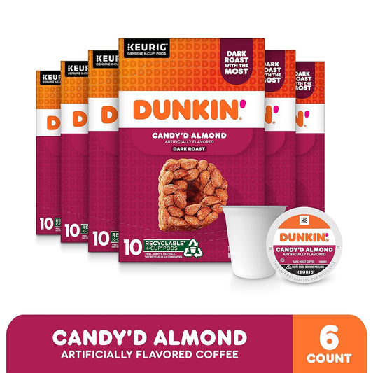 Dunkin' Candy'd Almond Dark Roast Flavored Coffee, 60 Keurig K-Cup Pods