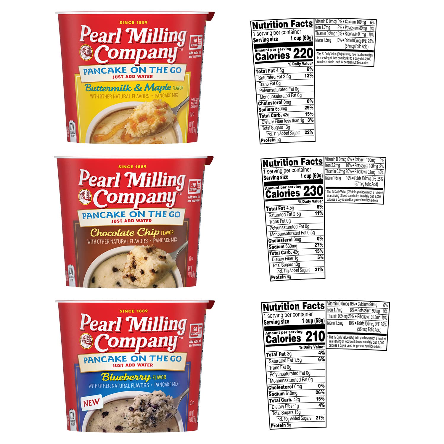 Pearl Milling Company Cups 3 Flavor Variety Pack : Grocery & Gourmet Food