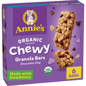 Annie'S Organic Chewy Granola Bars, Chocolate Chip, 6 Bars, 5.34 Oz