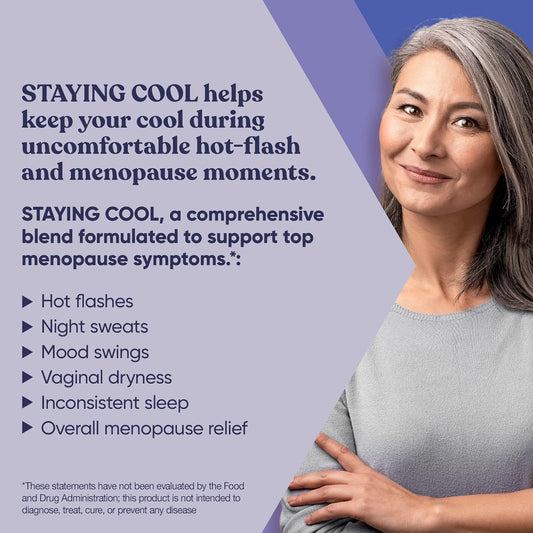 Staying Cool Menopause Supplements For Women – Hormonal Hot Flashes, Weight Support, Night Sweats – Vitex Chaste Tree & Black Cohosh Pills For Natural Relief – 60 Vegetarian Soft Capsules