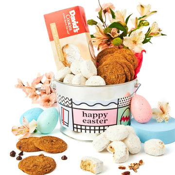 David’S Cookies Easter Assorted Cookies Gift Bucket – Freshly Baked Gourmet Thin Crispy Cookies And Butter Pecan Meltaways - Made Of Fresh Ingredients And Comes In A Happy Easter-Themed Bucket 1.3 Lbs