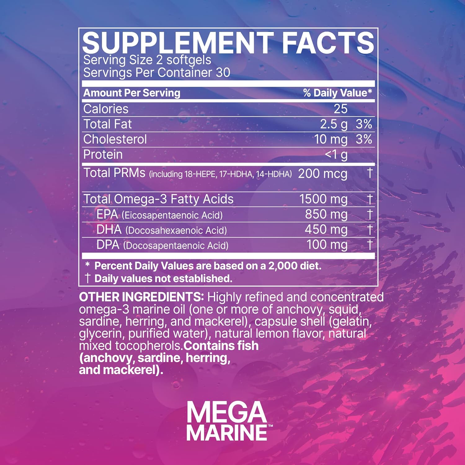 Microbiome Labs MegaMarine Gut Specific Fish Oil - Omega 3 Supplement 