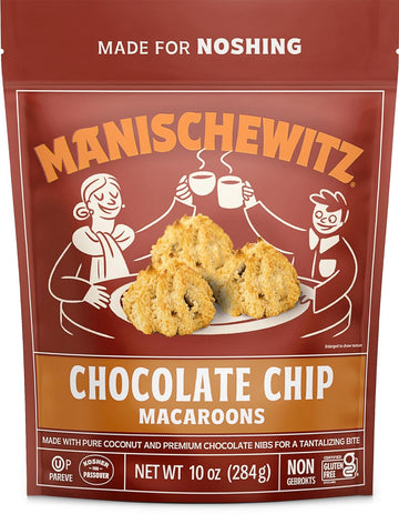 Manischewitz Chocolate Chip Macaroons, 10oz Resealable Bag, Gluten Free, Kosher For Passover