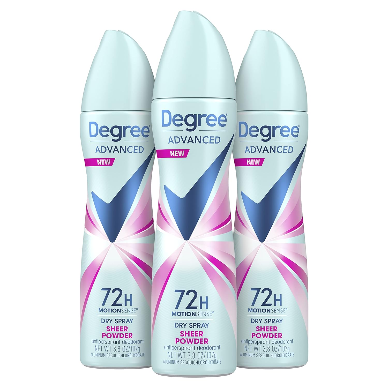 Degree Advanced Antiperspirant Deodorant Dry Spray 72-Hour Sweat And Odor Protection Sheer Powder Deodorant Spray For Women With Motionsense Technology 3.8 Oz, Pack Of 3