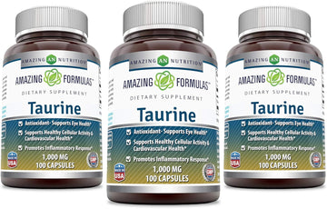 Amazing Formulas Taurine 1000mg Capsules Amino Acid Supplement | Non-GMO | Gluten Free | Made in USA (100 Count | 3 Pack)