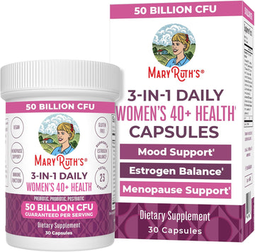 Maryruth Organics 3-In-1 Daily Health 40+ Probiotics For Women | Clinically Tested | Estrogen Supplement For Women | 50 Billion Cfu | Allergen Free | 30 Ct