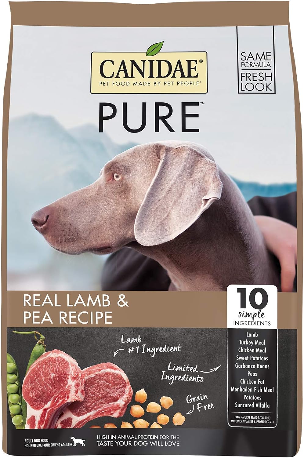 Canidae PURE Limited Ingredient Premium Adult Dry Dog Food, Lamb and Pea Recipe (New look- Real Lamb and Sweet Potato Recipe), 12 Pounds, Grain Free