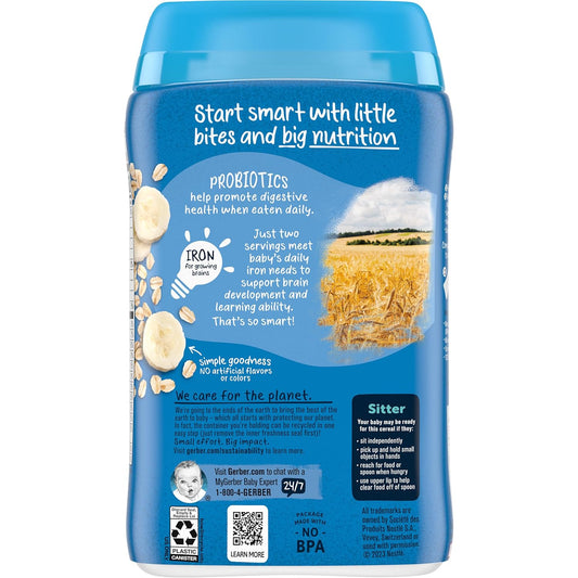 Gerber Baby Cereal 2Nd Foods Probiotic, Oatmeal Banana, 8 Ounce (Pack Of 6)