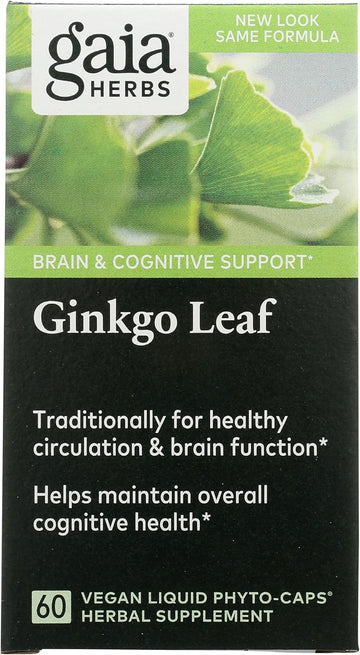 Gaia Herbs Ginkgo Leaf - Traditionally Used To Support Healthy Circulation And Brain Function - Organic, Herbal Supplement - 60 Vegan Liq Phyto-Capsules (20-Day Supply)