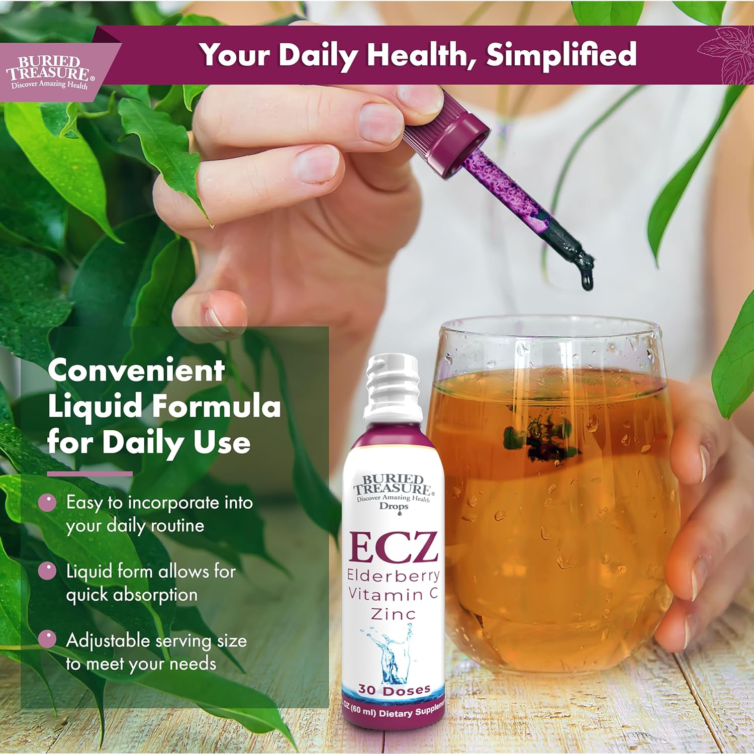 Buried Treasure ECZ Immune Drops - 2oz, 30 Servings : Health & Household