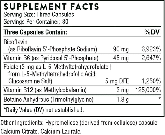 Thorne Methyl-Guard Plus - Active Folate (5-Mthf) With Vitamins B2, B6, And B12 - Supports Methylation And Healthy Level Of Homocysteine - Gluten-Free, Dairy-Free, Soy-Free - 90 Capsules