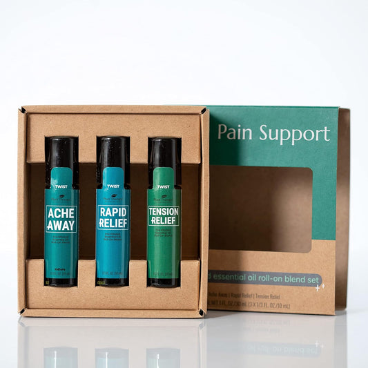 Plant Therapy Pain Support Essential Oil Roll On Blend Set 10 Ml (1/3 Oz) Each Of Ache Away, Rapid Relief & Tension Relief, Pure, Pre-Diluted, Essential Oil Blends