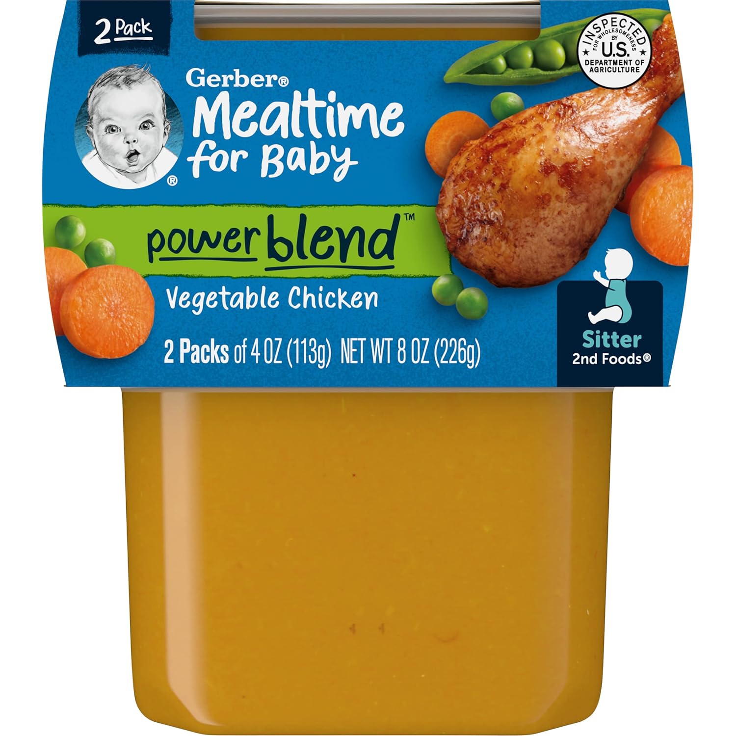 Gerber Vegetable & Chicken Puree Baby Food, 4 Oz, 2 Ct