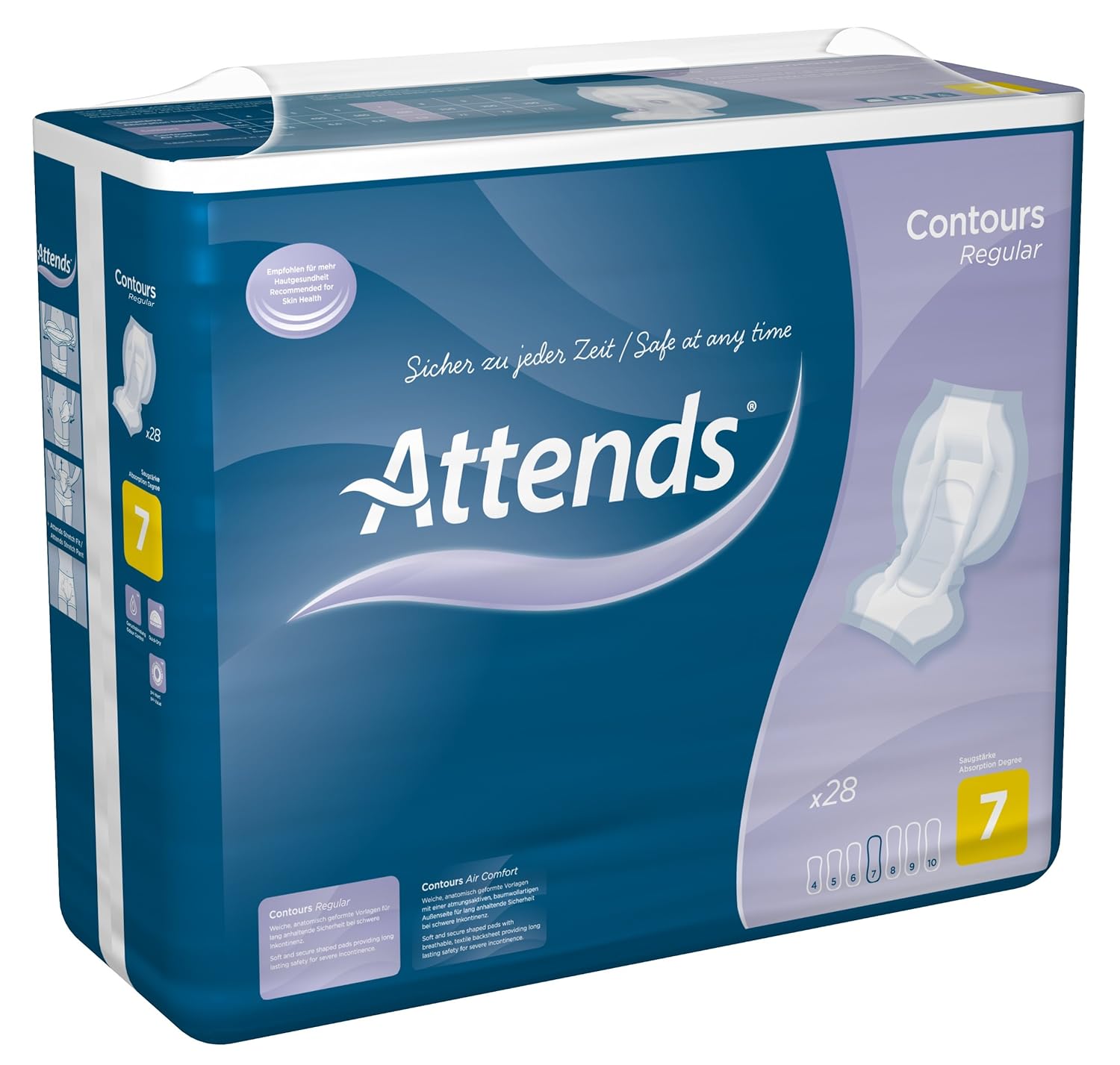 Fleming Medical At0083 Attends Level 7 Contours Regular Pad, 650Mm X 19Mm X 6.9Mm, Pack Of 28