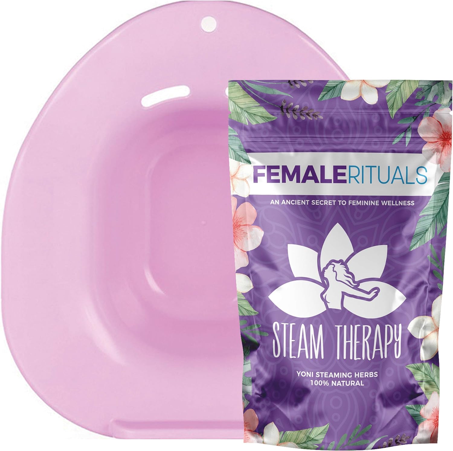 Yoni Steam Seat Kit with Yoni Steam Herbs (4 Ounce) Steam Bundle - Yoni Steam Seat for Toilet - Yoni Steam Herbs for Cleansing - V Steam - Detox Yoni Pot Steamer for Women