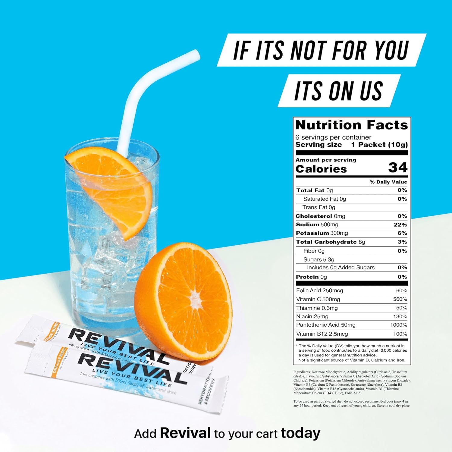 Revival Rapid Rehydration Electrolytes Powder - High Strength Vitamin C, B1, B3, B5, B12 Supplement Sachet Drink, Effervescent Electrolyte Hydration Tablets - 6 Pack Watermelon : Amazon.co.uk: Health & Personal Care