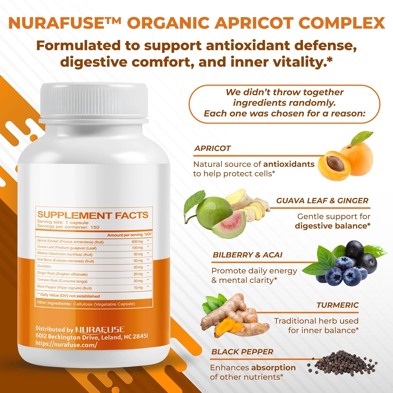 Apricot, Amla, Bilberry – Rich In Antioxidants, Supports Anti-Aging & Digestive Health – With Acai Berry, Quercetin, Ginger, Turmeric & Black Pepper – 150 Capsules