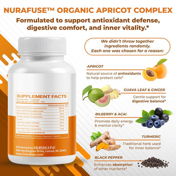 Apricot, Amla, Bilberry – Rich In Antioxidants, Supports Anti-Aging & Digestive Health – With Acai Berry, Quercetin, Ginger, Turmeric & Black Pepper – 150 Capsules